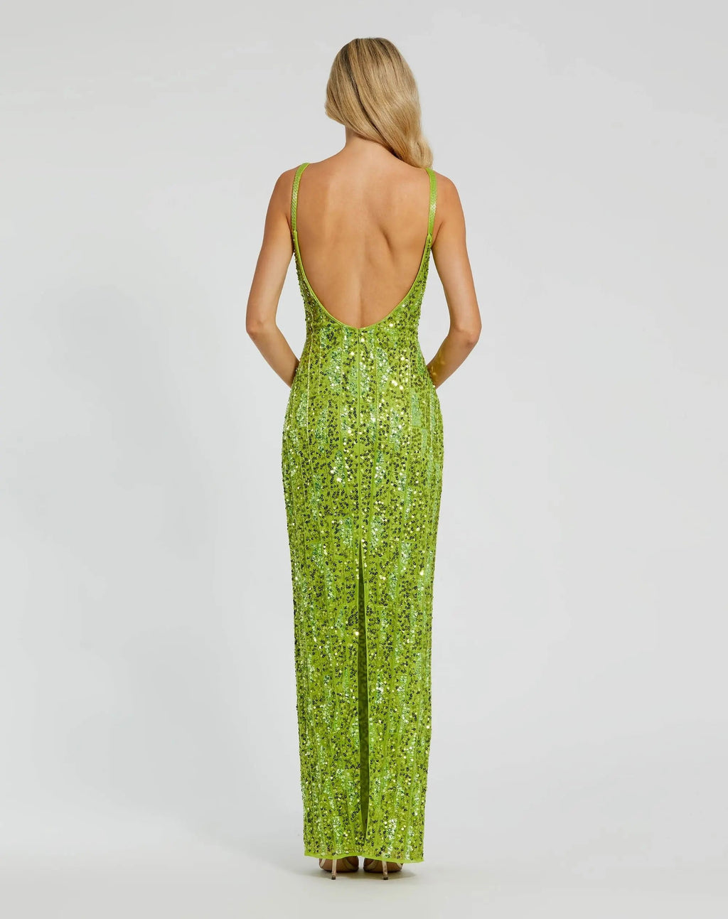 Green Embellished Square Neck Gown
