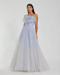Strapless Feather Bodice Tulle Gown