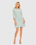 Green Embellished Crepe Cocktail Dress