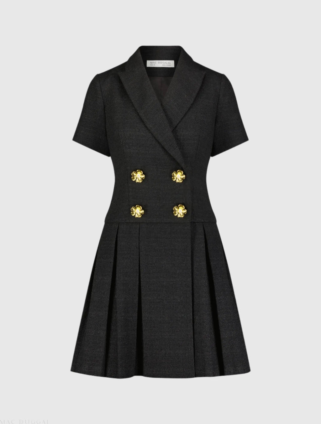 Black Tweed Short Sleeve Blazer Mini Dress