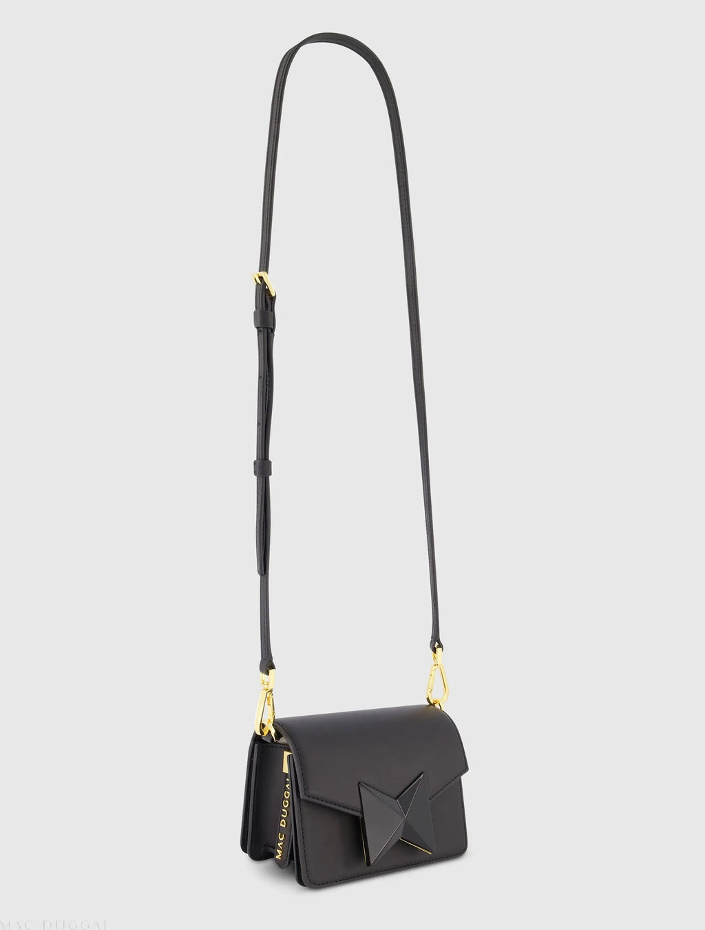 Black Mini Leather Tone On Tone Crossbody Bag