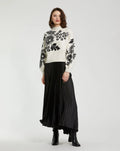 White Balloon Sleeve Cropped Mock Neck Knit Sweater